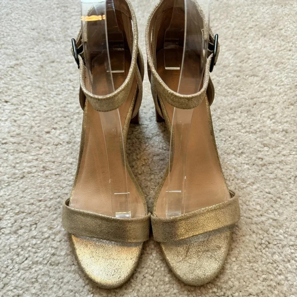 ABLE Elizabeth Ankle Strap Heel in Gold Metallic‎ - Picture 2 of 8
